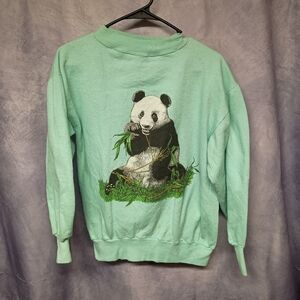 Vintage Hot Sweats Green Panda Pullover Sweatshirt